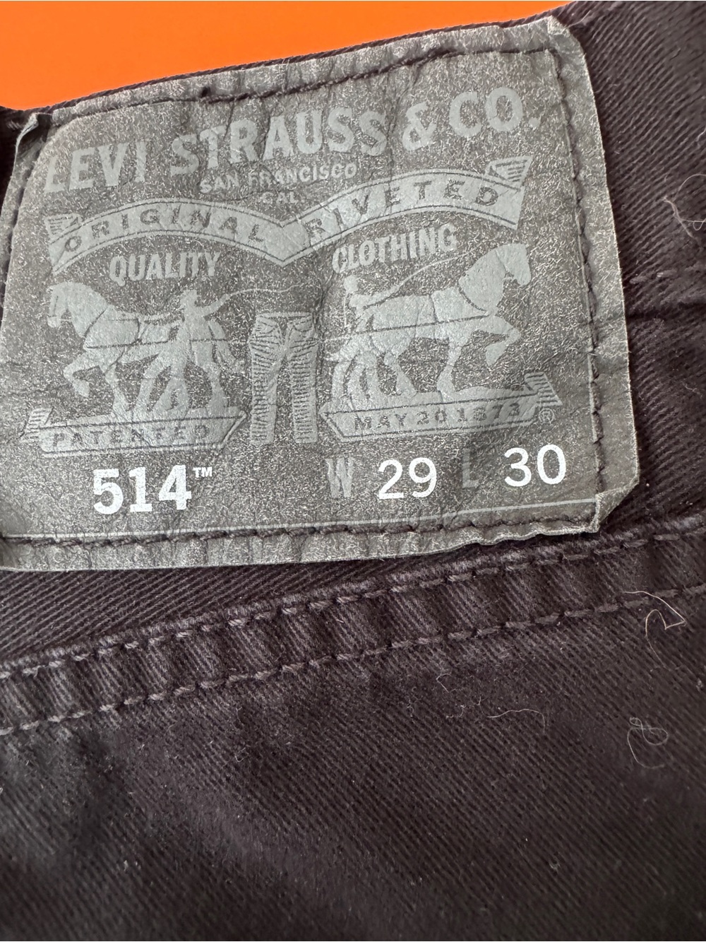 Levi's 514 Straight Fit Men's Brushed Cotten - Black- Lightly worn,  29 x 30
